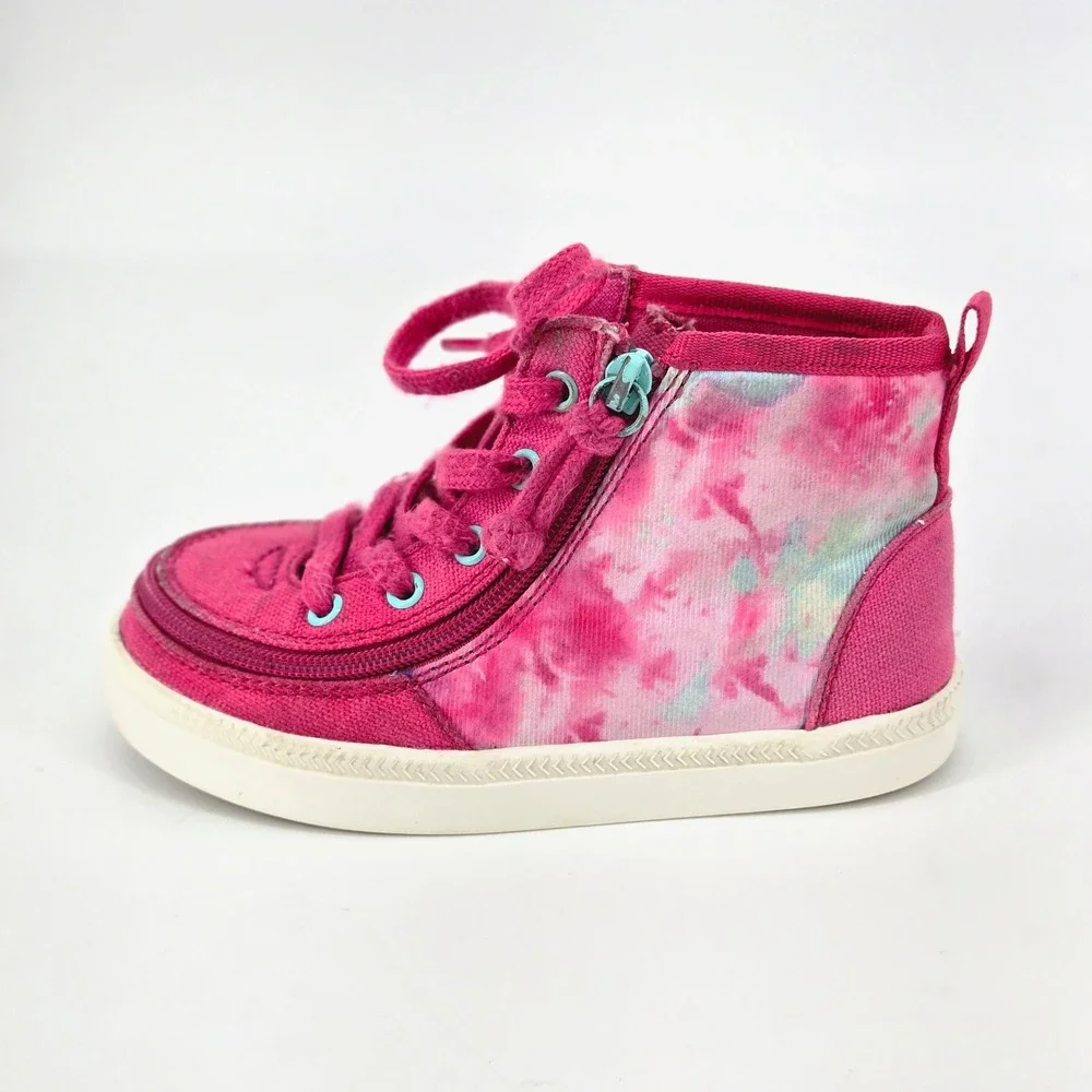 BILLY Footwear Kids Pink Tie Dye Street High Top Zip Adaptive Sneakers Size 9